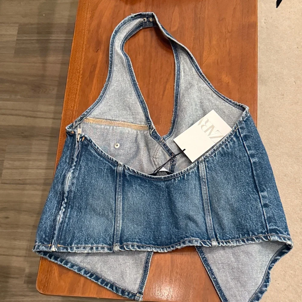 Zara Blue Denim Top - Picture 5 of 5